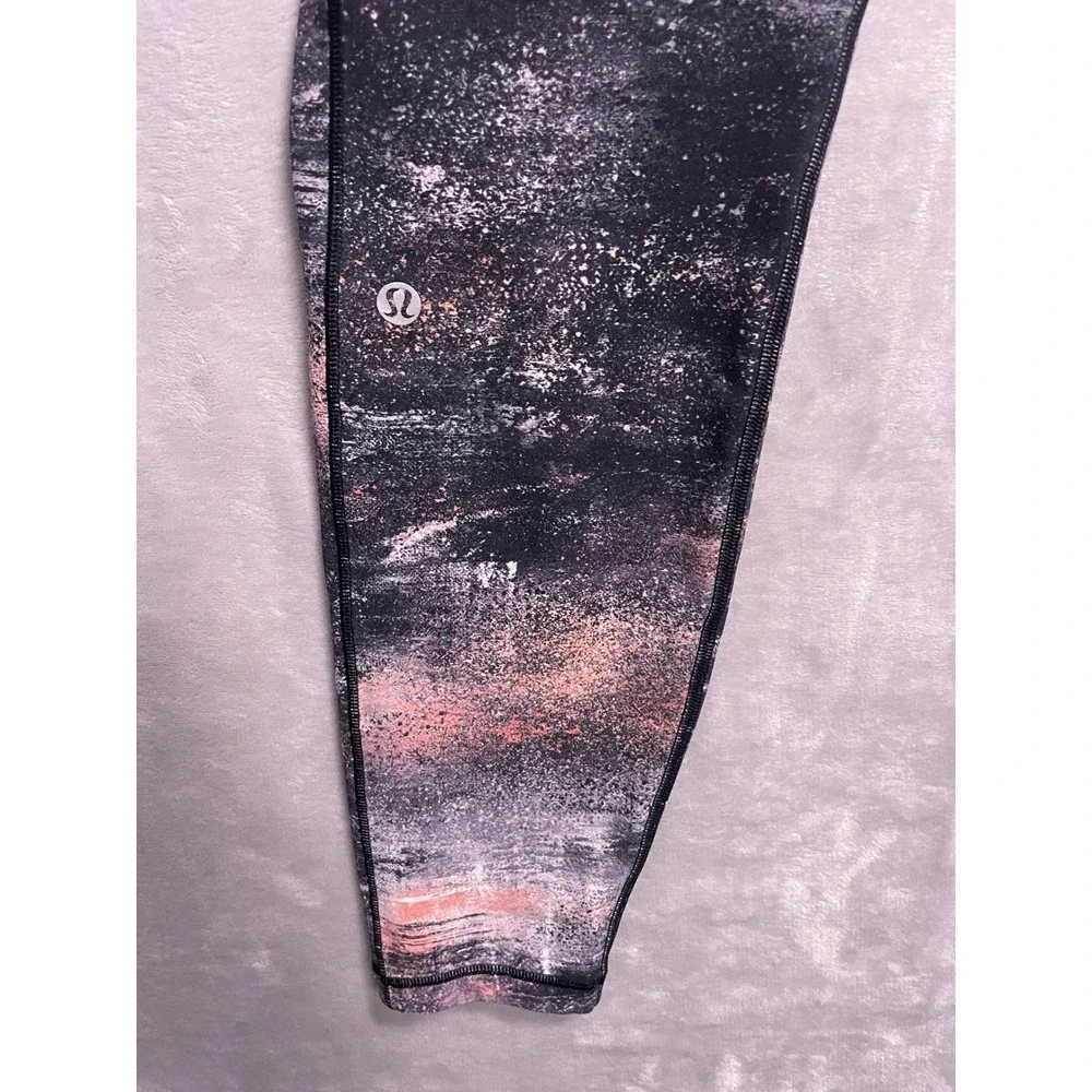 Lululemon Speed Up Tights Abstract Print Pink Black Running Leggings Womens 10